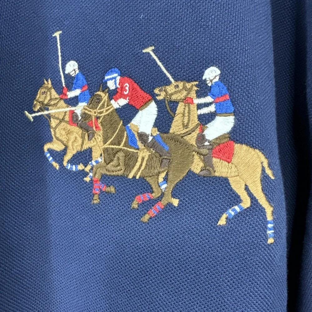 NWT Polo Ralph‎ Lauren Triple Pony Shirt Mens 4XLT Classic Fit Mesh Polo Navy #3